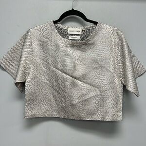 Rocket X Lunch Women’s Short Sleeve Cropped Metallic Blouse OS
